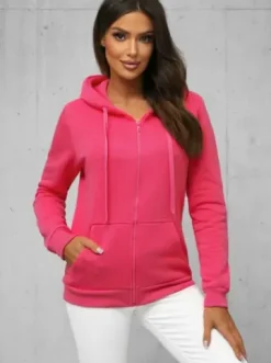 Bluza damska rozpinana z kapturem koralowa JS/W03/58Z^Ozonee Online