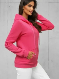 Bluza damska rozpinana z kapturem koralowa JS/W03/58Z^Ozonee Online