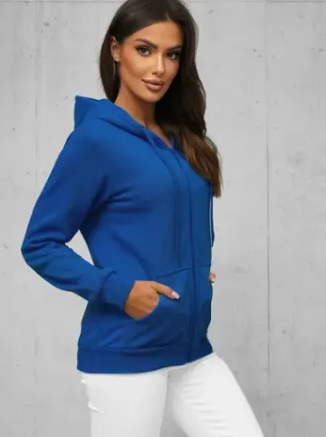Bluza damska rozpinana z kapturem chabrowa JS/W03/65Z^Ozonee Fashion