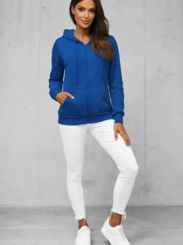 Bluza damska rozpinana z kapturem chabrowa JS/W03/65Z^Ozonee Fashion