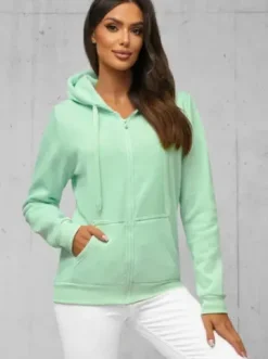 Bluza damska rozpinana z kapturem miętowa JS/W03Z^Ozonee Discount