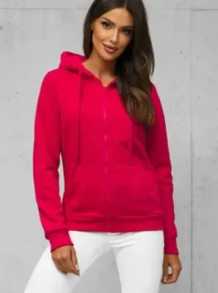 Bluza damska rozpinana z kapturem malinowa JS/W03/59Z^Ozonee Sale