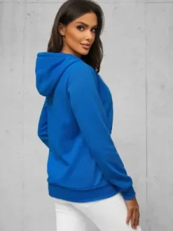 Bluza damska rozpinana z kapturem niebieska JS/W03Z^Ozonee Fashion