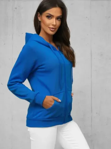 Bluza damska rozpinana z kapturem niebieska JS/W03Z^Ozonee Fashion