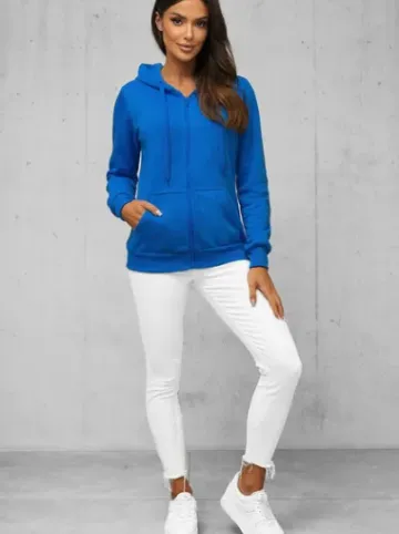 Bluza damska rozpinana z kapturem niebieska JS/W03Z^Ozonee Fashion