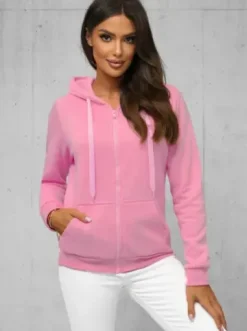 Bluza damska rozpinana z kapturem jasno-różowa JS/W03Z^Ozonee Best