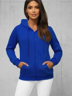 Bluza damska rozpinana z kapturem kobaltowa JS/W03Z^Ozonee New