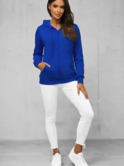 Bluza damska rozpinana z kapturem kobaltowa JS/W03Z^Ozonee New