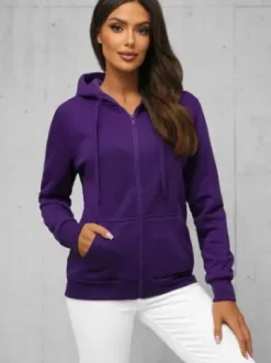 Bluza damska rozpinana z kapturem fioletowa JS/W03Z^Ozonee Sale