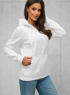 Bluza damska rozpinana z kapturem biała JS/W03Z^Ozonee Best