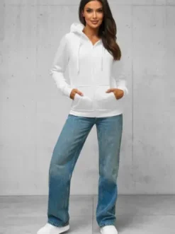 Bluza damska rozpinana z kapturem biała JS/W03Z^Ozonee Best