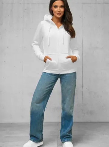 Bluza damska rozpinana z kapturem biała JS/W03Z^Ozonee Best