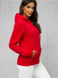 Bluza damska rozpinana z kapturem czerwona JS/W03Z^Ozonee Hot
