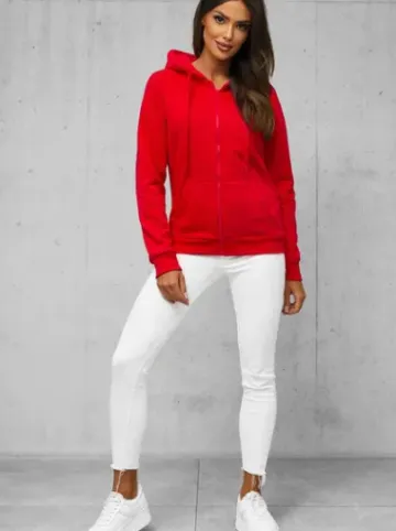 Bluza damska rozpinana z kapturem czerwona JS/W03Z^Ozonee Hot
