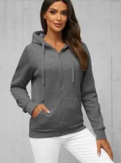 Bluza damska rozpinana z kapturem grafitowa JS/W03Z^Ozonee Online