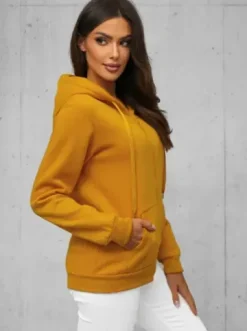 Bluza damska rozpinana z kapturem camelowa JS/W03Z^Ozonee Fashion
