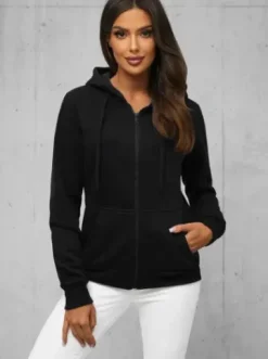 Bluza damska rozpinana z kapturem czarna JS/W03Z^Ozonee Discount