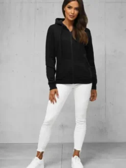 Bluza damska rozpinana z kapturem czarna JS/W03Z^Ozonee Discount