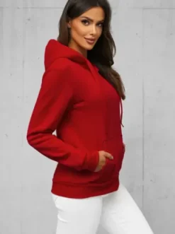 Bluza damska rozpinana z kapturem ciemno-czerwona JS/W03Z^Ozonee Clearance