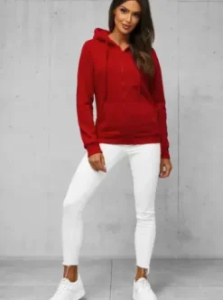 Bluza damska rozpinana z kapturem ciemno-czerwona JS/W03Z^Ozonee Clearance