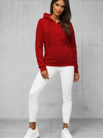Bluza damska rozpinana z kapturem ciemno-czerwona JS/W03Z^Ozonee Clearance