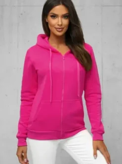 Bluza damska rozpinana z kapturem ciemno-różowa JS/W03Z^Ozonee Best