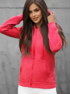 Bluza damska rozpinana z kapturem koralowa JS/W03/58Z^Ozonee Best