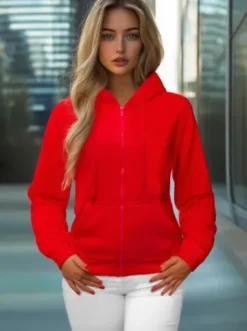 Bluza damska rozpinana z kapturem czerwona JS/W03Z^Ozonee Hot
