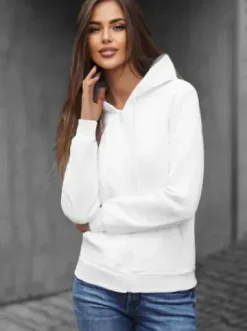Bluza damska rozpinana z kapturem biała JS/W03Z^Ozonee Sale