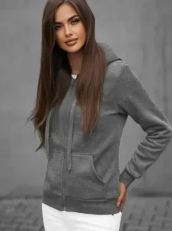 Bluza damska rozpinana z kapturem grafitowa JS/W03Z^Ozonee Clearance