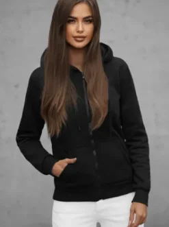 Bluza damska rozpinana z kapturem czarna JS/W03Z^Ozonee Best
