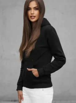 Bluza damska rozpinana z kapturem czarna JS/W03Z^Ozonee Best