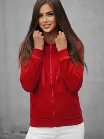 Bluza damska rozpinana z kapturem ciemno-czerwona JS/W03Z^Ozonee New