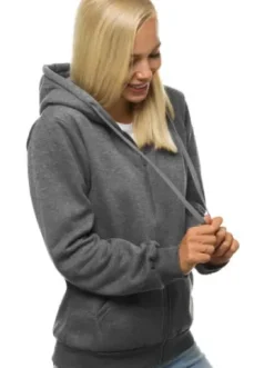 Bluza damska rozpinana z kapturem grafitowa JS/W03Z^Ozonee Outlet