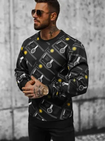 Bluza męska czarna JS/8B1110/3^Ozonee Clearance