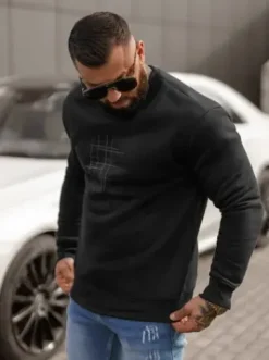 Bluza męska czarna JS/8B1361/3^Ozonee Discount