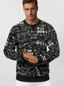 Bluza męska czarna JS/8B1193/3Z^Ozonee Clearance