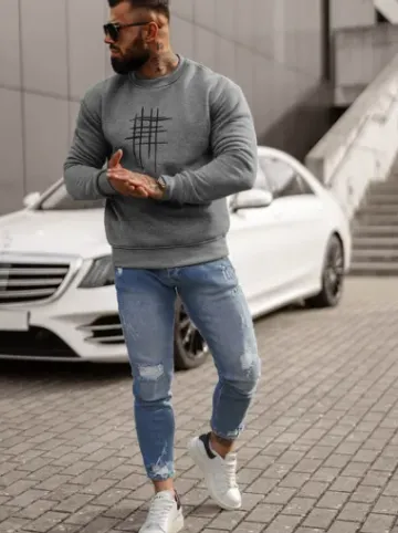 Bluza męska grafitowa JS/8B1361/5^Ozonee Fashion