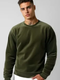 Bluza męska welurowa khaki JS/8B1166/29^Ozonee Outlet