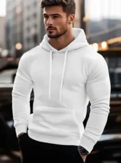 Bluza męska z kapturem biała JS/2009Z^Ozonee Outlet
