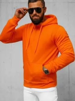 Bluza męska z kapturem pomarańczowa JS/2009Z^Ozonee Fashion