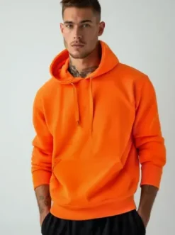 Bluza męska z kapturem pomarańczowa JS/2009Z^Ozonee Fashion