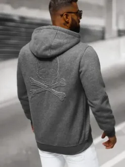 Bluza męska z kapturem rozpinana grafitowa NB/MF2003^Ozonee Hot