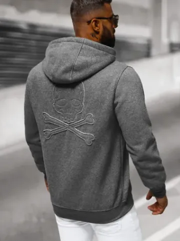 Bluza męska z kapturem rozpinana grafitowa NB/MF2003^Ozonee Hot