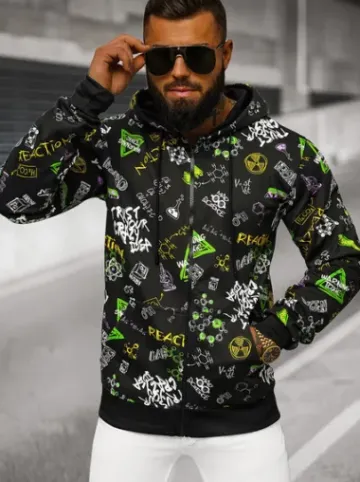 Bluza męska z kapturem rozpinana czarna JS/8B1186/3^Ozonee Online