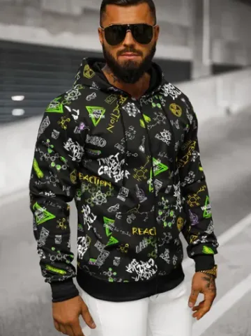Bluza męska z kapturem rozpinana czarna JS/8B1186/3^Ozonee Online