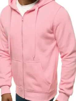 Bluza męska z kapturem rozpinana pudrowa JS/2008^Ozonee Best