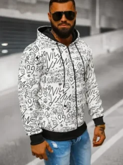 Bluza męska z kapturem rozpinana biała JS/8B1182/1^Ozonee Clearance
