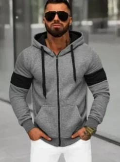 Bluza męska z kapturem rozpinana grafitowa JS/8B1329/5^Ozonee Sale