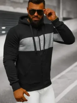 Bluza męska z kapturem rozpinana czarna JS/8B1330/3^Ozonee Sale